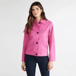 Anthropologie NVLT Vegan Leather Jacket Pink Size‎ XL NWT MSRP $189